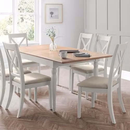 Julian Bowen Provence Rectangular Extending Dining Table in Grey and Oak