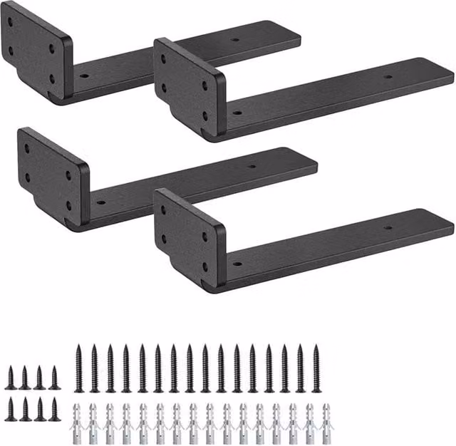 SPETLEK Heavy Duty Black Steel Concealed Floating Shelf Brackets