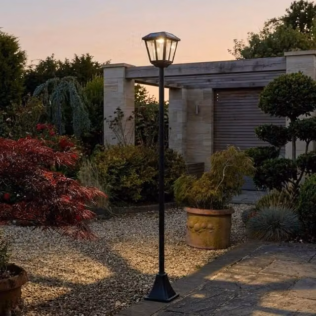 Garden Greatness Whitehall Tear Drop Solar LED Lamp Post Light in Black