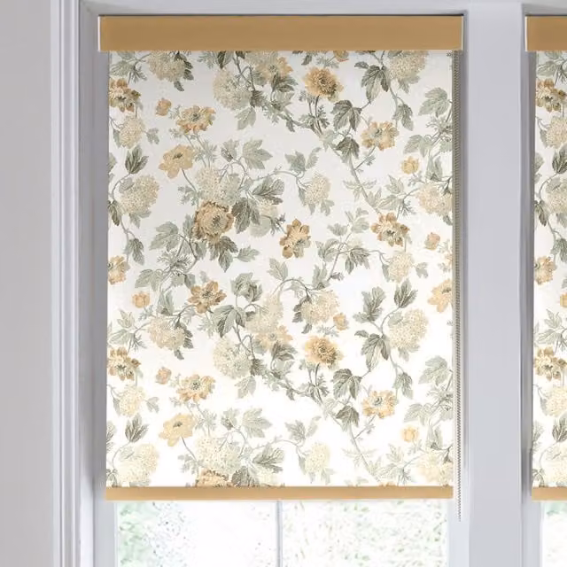 Laura Ashley Catrin Made to Measure Semi-Transparent Floral Roller Blind in Ochre and Multicolour