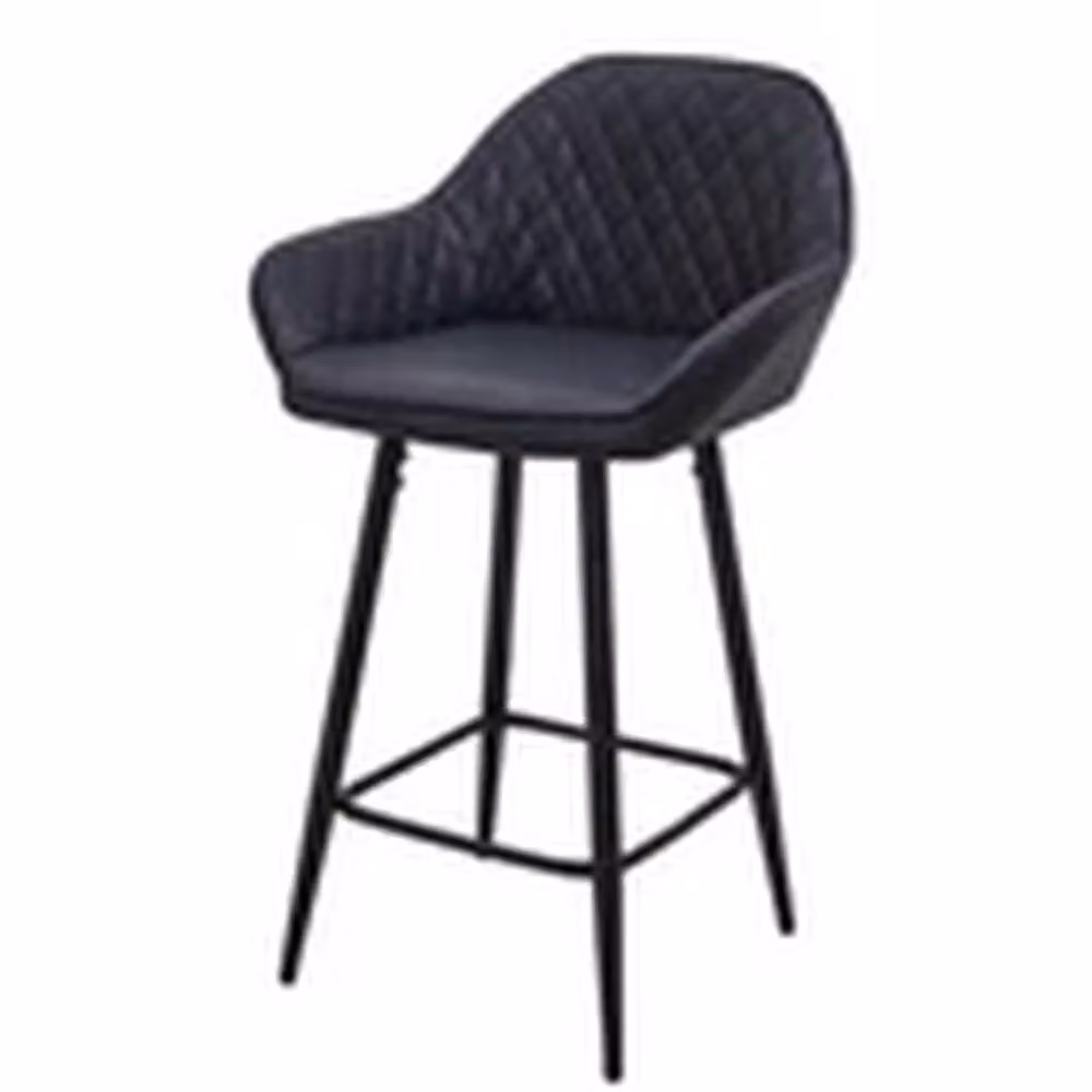 EONLION Ergonomic Black Faux Leather Bar Stool with Armrests – 4