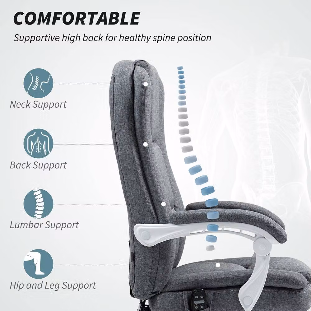 ERGOVEXA Six-Point Office Massage Chair with Heat in Grey, H 121 x W 66 x D 60 cm – 5