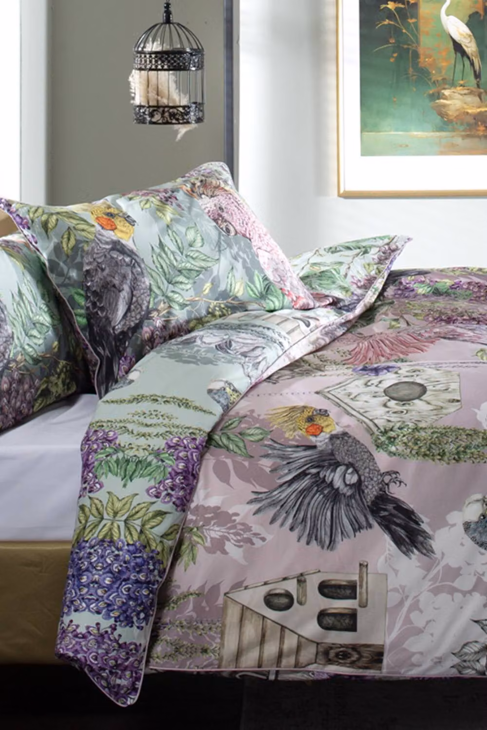 House of Norris Bird Sanctuary Duvet Cover Set, Multicolour 100% Cotton Floral Animal Print, W/H: 180 x 200 cm – 3