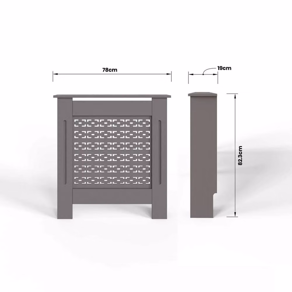 ERGOVEXA Grey Geometric Pattern MDF Radiator Cover, W/D/H: 82.3 x 78.0 x 19.0 cm – 2
