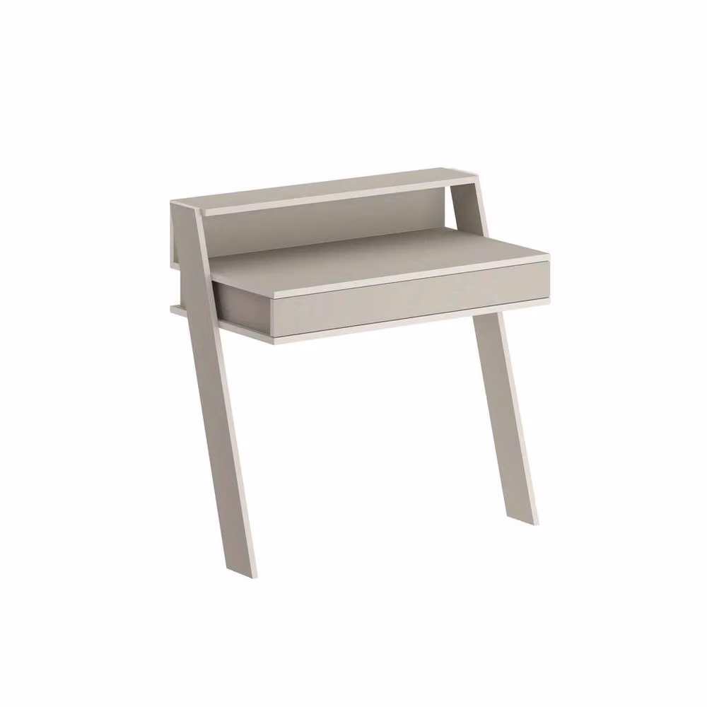 FORGEVIO Modern Wall-Mounted Office Desk with 1 Drawer in Matt Beige – 2