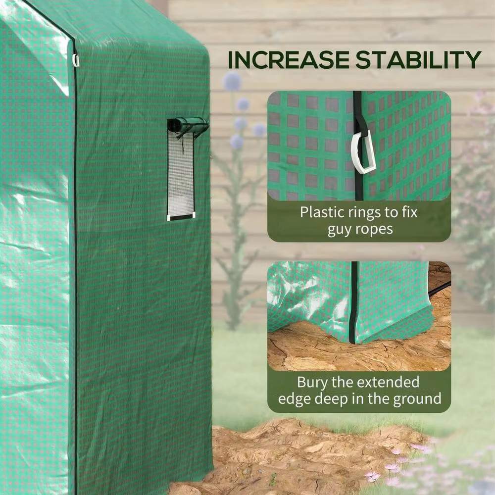 NESTLUNE Green Walk-in Greenhouse Cover Replacement with Door, W: 100 cm, H: 15 cm – 3