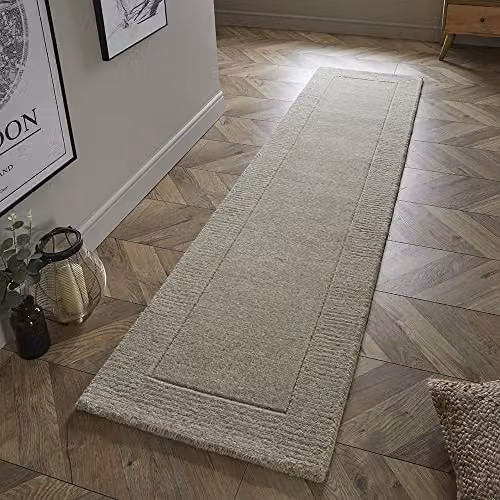 Mayfair Hand-Knotted Natural Wool Area Rug in Beige/Sand, W: 60 cm, L: 230 cm – 2