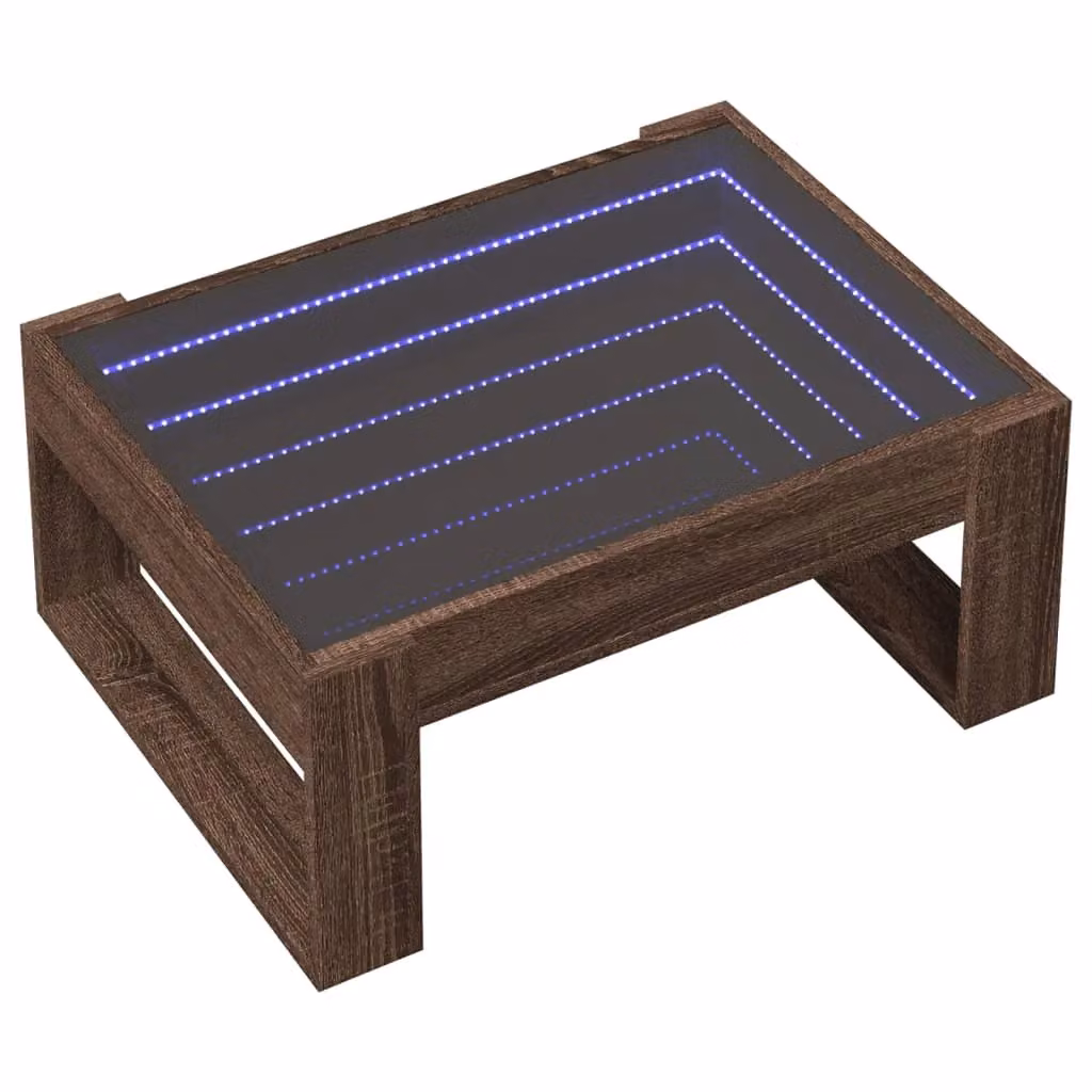Berkfield Home Infinity LED Coffee Table in Brown Oak, W/D/H: 70 x 53 x 30 cm – 3