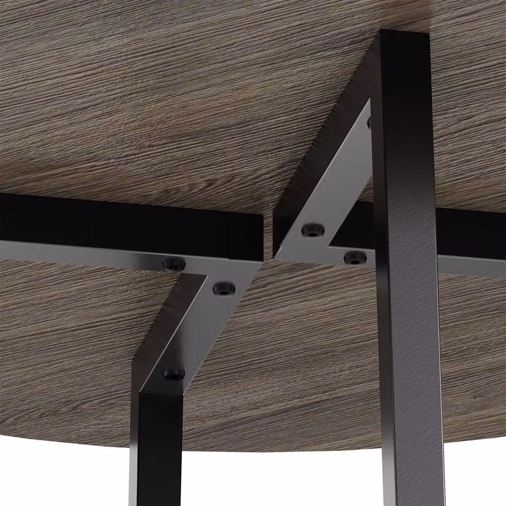 FLAVORA Grey Square Dining Table with Industrial Metal Legs, W/D/H: 80 x 80 x 80 cm – 2