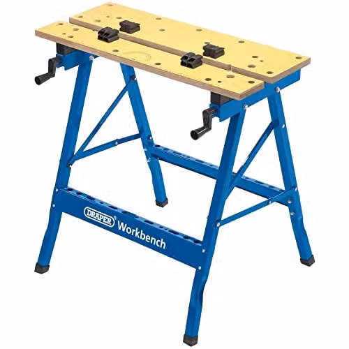 Draper WB800Y Blue Foldable Steel and Wood Workbench 800 mm
