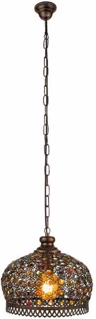Loops Antique Copper and Multicolour Glass Hanging Ceiling Pendant Light with E27 Socket