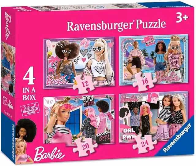 Ravensburger Barbie 4 in 1 Jigsaw Puzzle Set in Multicolour and Pink