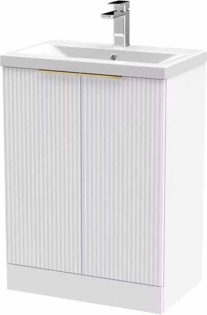 Balterley Satin White Fluted 2 Door Floor Standing Vanity Basin Unit, W: 60 cm, H: 85 cm – 1