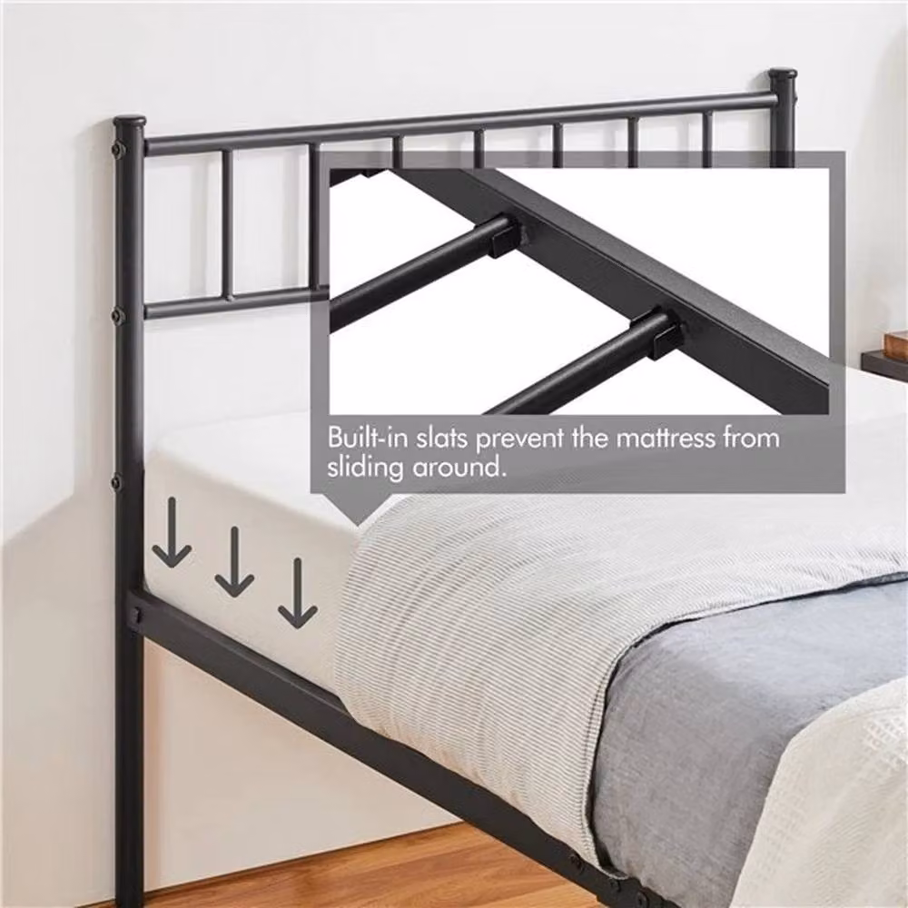 KORVIXA Single Metal Bed Frame, Black, W/D/H: 90 x 190 x 36.5 cm – 3