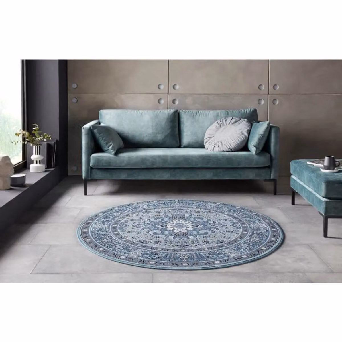 THE RUGS Skazar Isfahan Oriental Polypropylene Vintage Design Rug in Blue, Grey, Red and Beige, W: 80 cm, L: 150 cm – 4