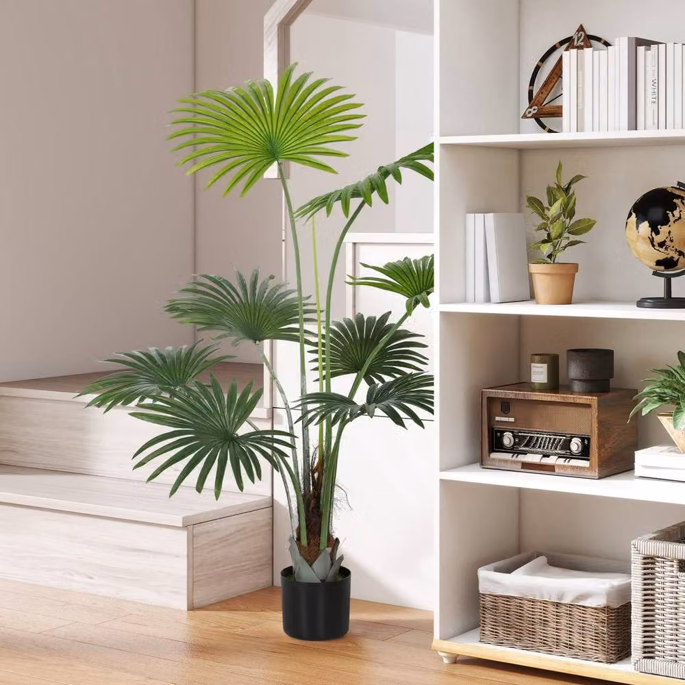 Wyld Haus Raravere 145cm Artificial Palm Tree with Natural Trunk Detail in Green – 3