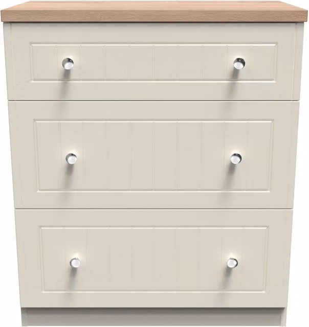 Ready Assembled 2 U Cambridge 3 Drawer Deep Chest in Cream – 1