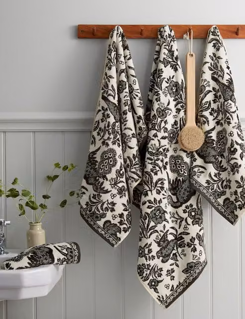 Bedeck Of Belfast Pure Cotton Regal Peacock Towel in Anthracite and Grey Multicolour