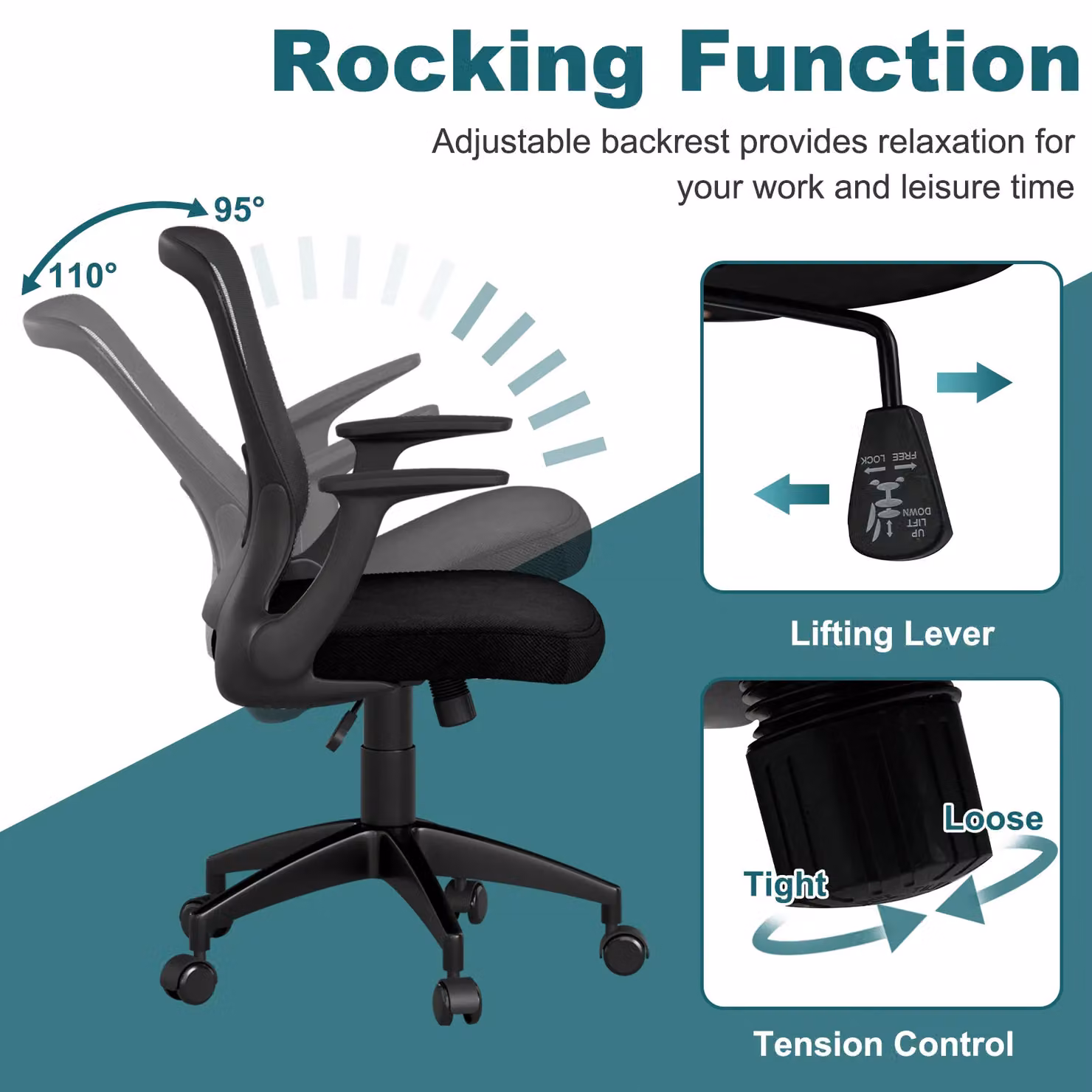 Gymax Ergonomic Mesh Executive Office Chair in Black – 5
