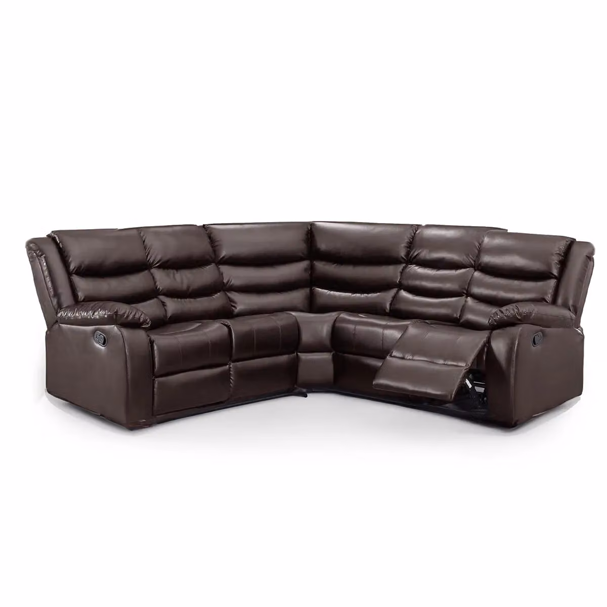 Furnishings For Less UK Minnesota 5 Seater Manual Reclining Corner Sofa in Brown Synthetic Leather with Cup Holders – 2