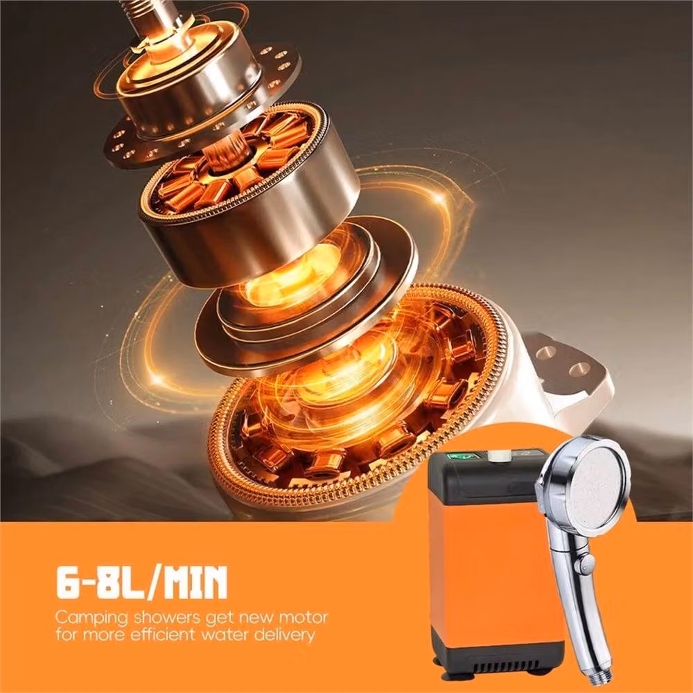 Nordara Rechargeable Electric Camping Shower with 2m Hose, Orange, W: 180 cm, H: 180 cm – 3