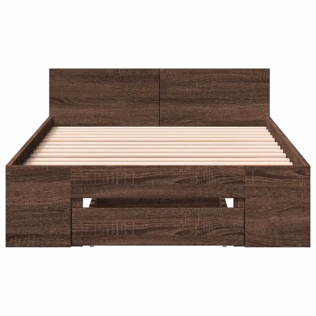 Berkfield Home Small Single Bed Frame with Drawer in Brown Oak, W: 75 cm, L: 190 cm – 3