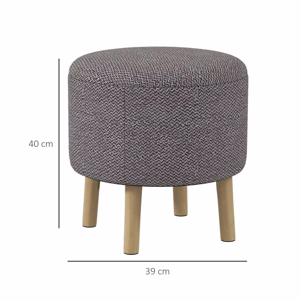 Wyld Haus Roli Round Storage Ottoman in Light Grey Linen Look, W/D/H: 40 x 40 x 39 cm – 4