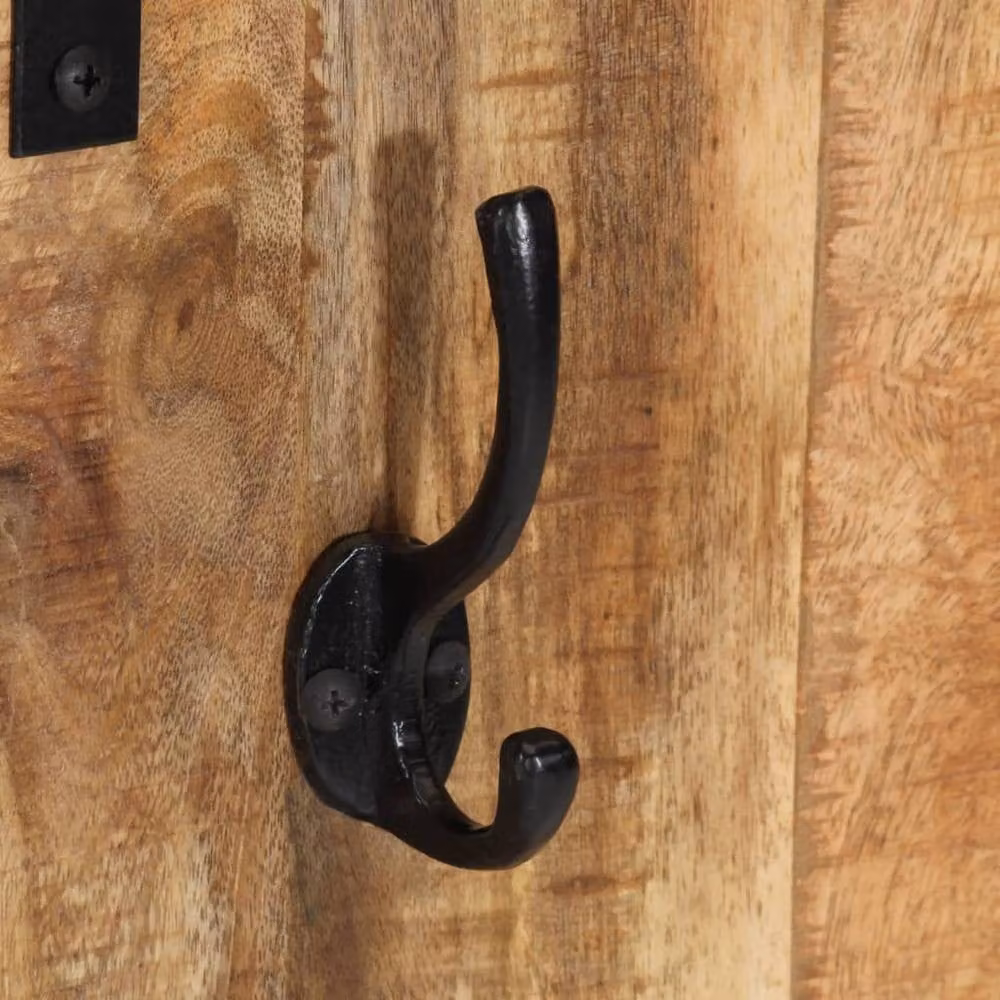 Berkfield Home Beautiful Rustic Mango Wood Coat Rack in Brown, W/D/H: 35 x 8 x 110 cm – 3