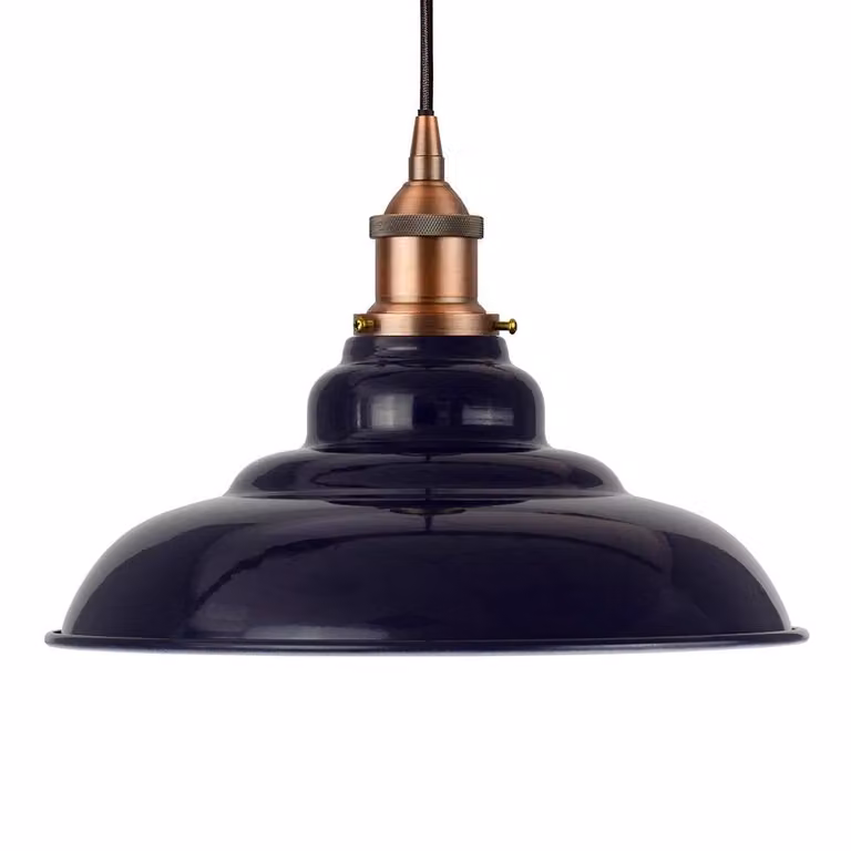 SE Home St Edmund's Pendant Light in Navy Blue and Copper Metal