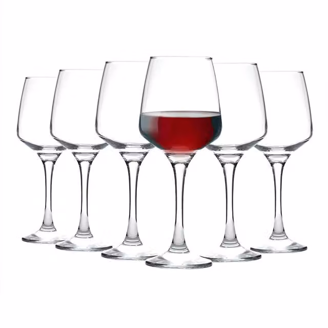 LAV Set of 6 Lal Red Wine Glasses, 400ml, Clear