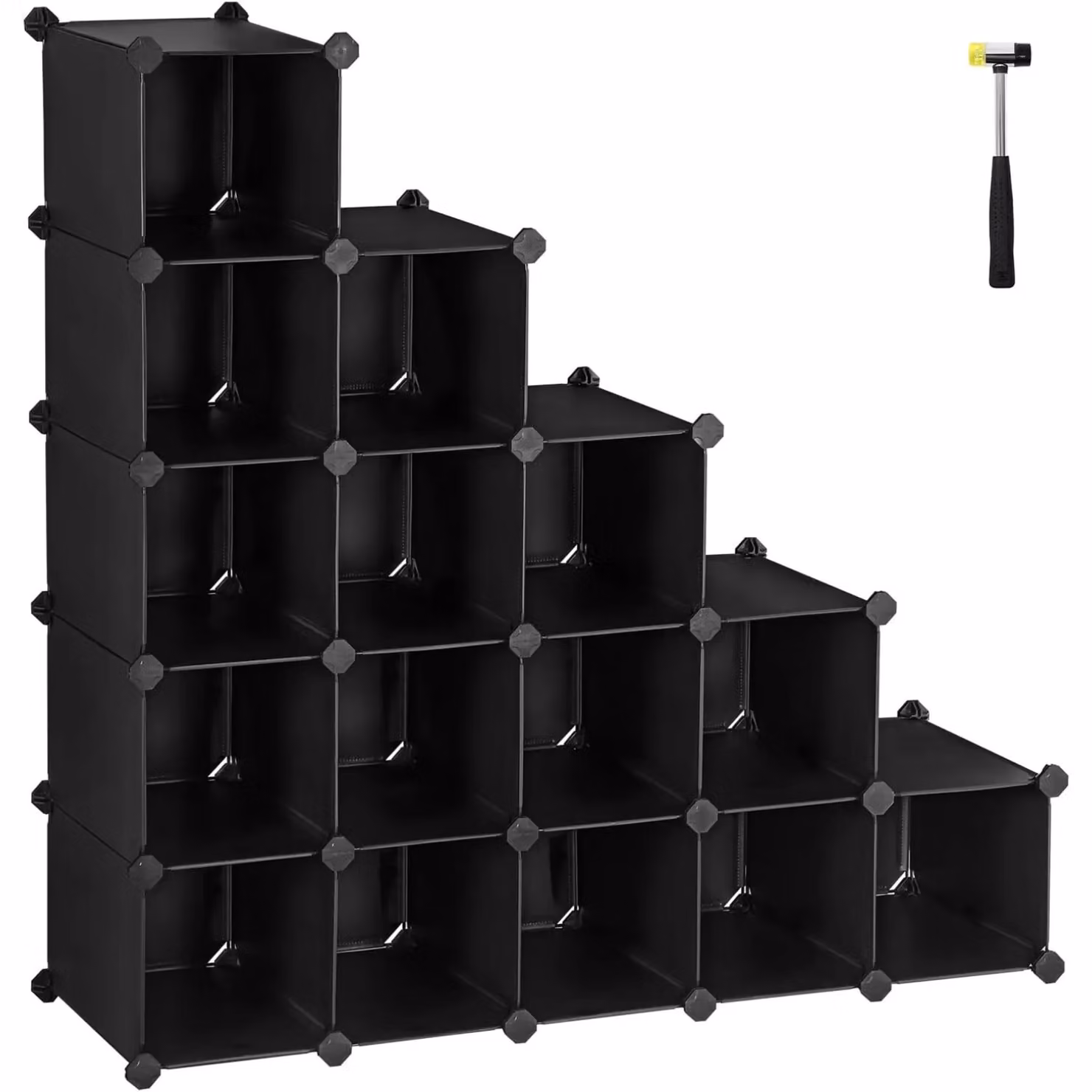 SONGMICS 16-Cube DIY Stackable Storage System Closet Divider in Black – 4