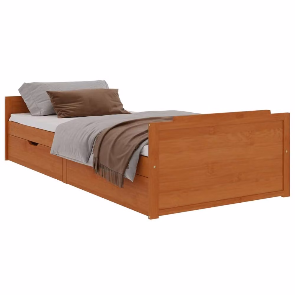 Berkfield Home Beautiful Bed Frame with Drawers in Honey Brown Solid Pine Wood, W/D/H: 90 x 200 cm – 3