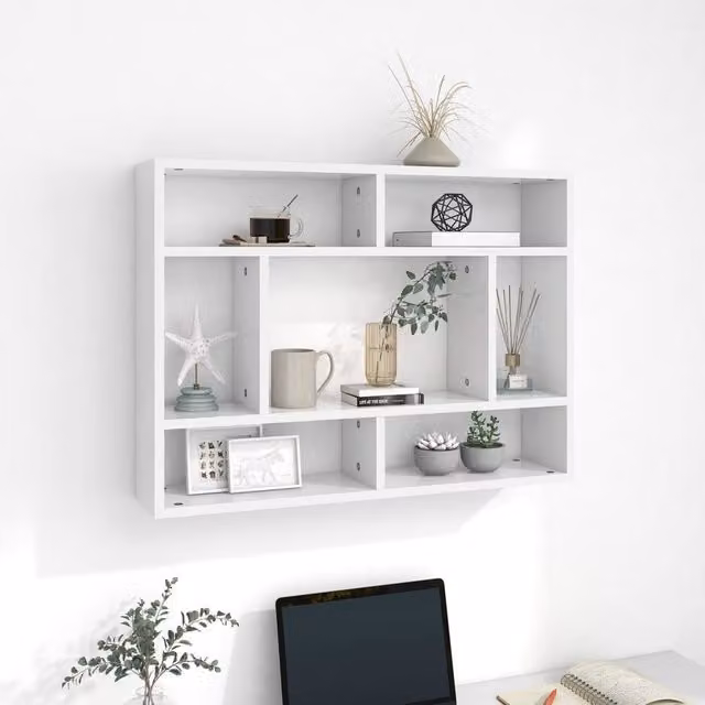 Berkfield Home Wall Mounted Shelf in White, W/D/H: 75 x 16 x 55 cm