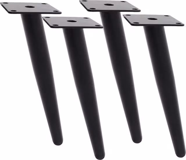 Livingandhome Modern Tapered Metal Furniture Replacement Legs in Matt Black, Height: 35 cm