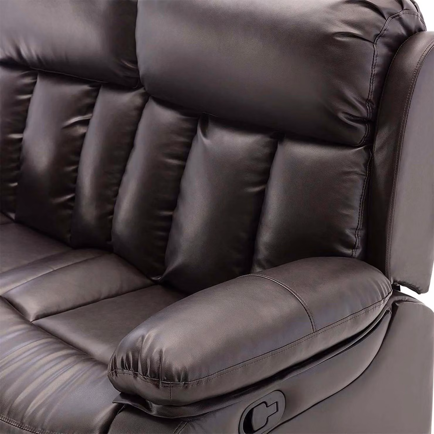 More4Homes Chester 2 Seater Manual High Back Bonded Leather Recliner Sofa in Brown (W/D/H: 157 x 92 x 108 cm) – 4