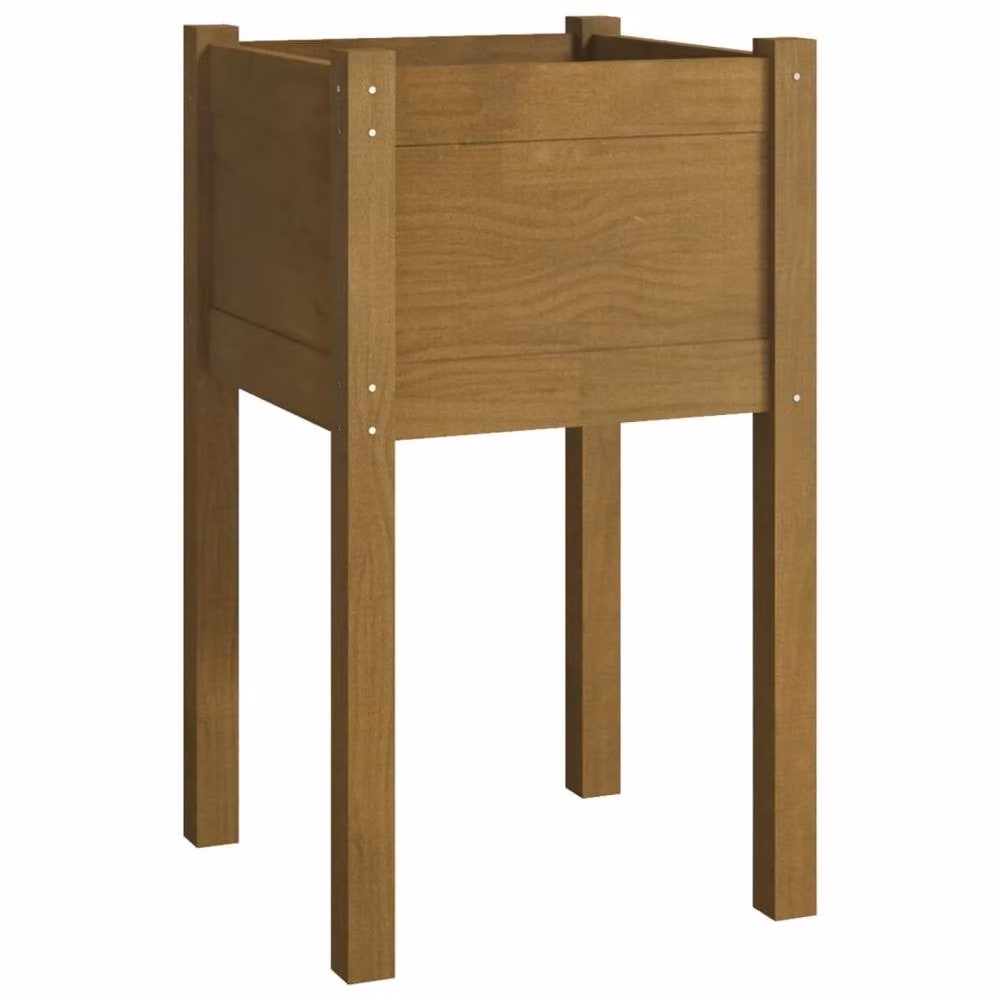 Berkfield Home Durable Garden Planter in Honey Brown, Solid Pinewood, W/D/H: 40 x 40 x 70 cm – 3
