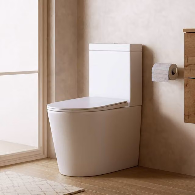 Banyetti Scene Rimless Close Coupled Back to Wall Toilet in Gloss White, Ceramic, W: 37.0 cm, D: 60.5 cm, H: 37.0 cm