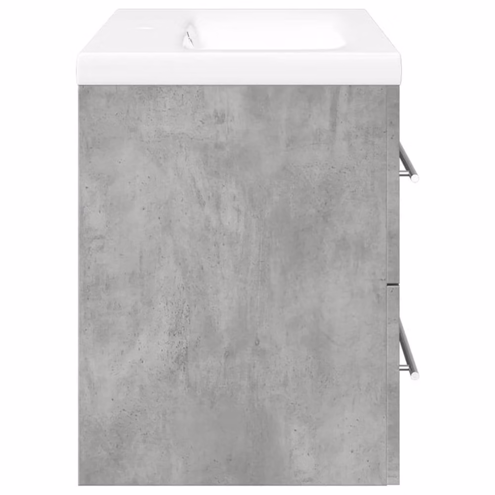 Berkfield Home 2 Piece Modern Wall Mounted Bathroom Vanity Unit Set in Grey and White MDF, W/D/H: 80.0 x 38.5 x 48.0 cm – 2