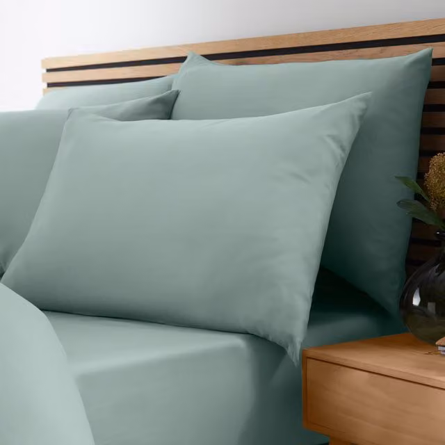 Catherine Lansfield So Soft Non-Iron Microfibre Fitted Sheet Green W/D/H: 180 x 200 cm