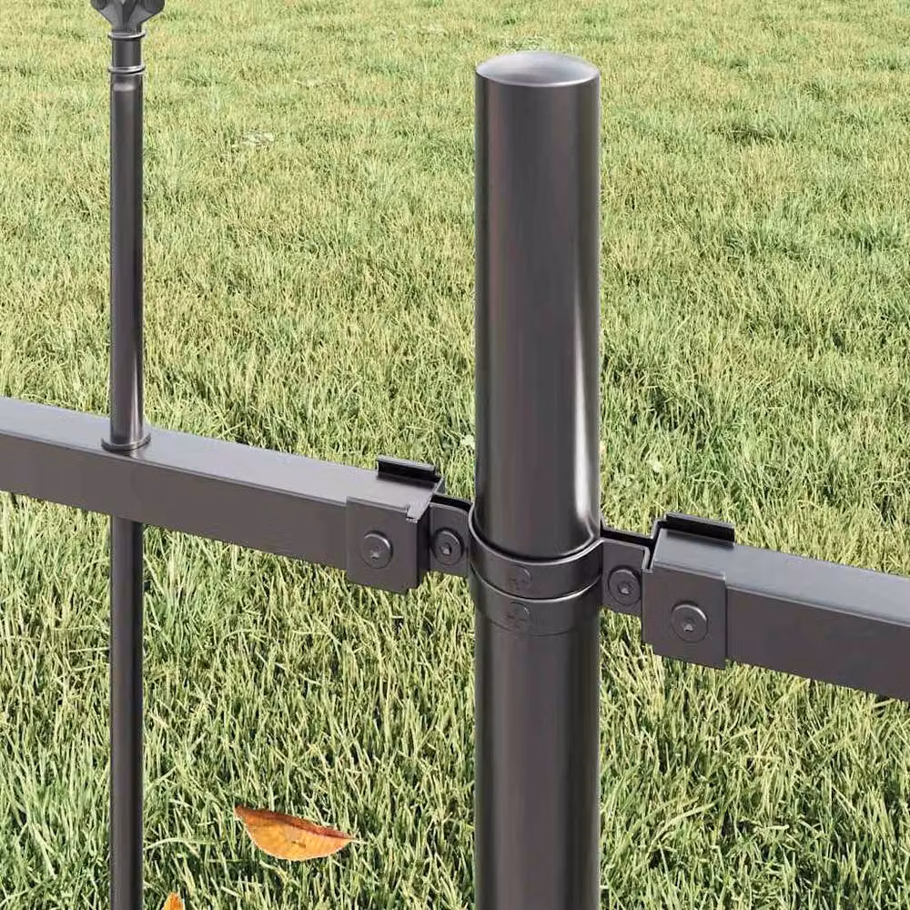 Berkfield Home Grey Steel Garden Fence with Spear Top, W: 13.6 m, H: 1.1 m – 3