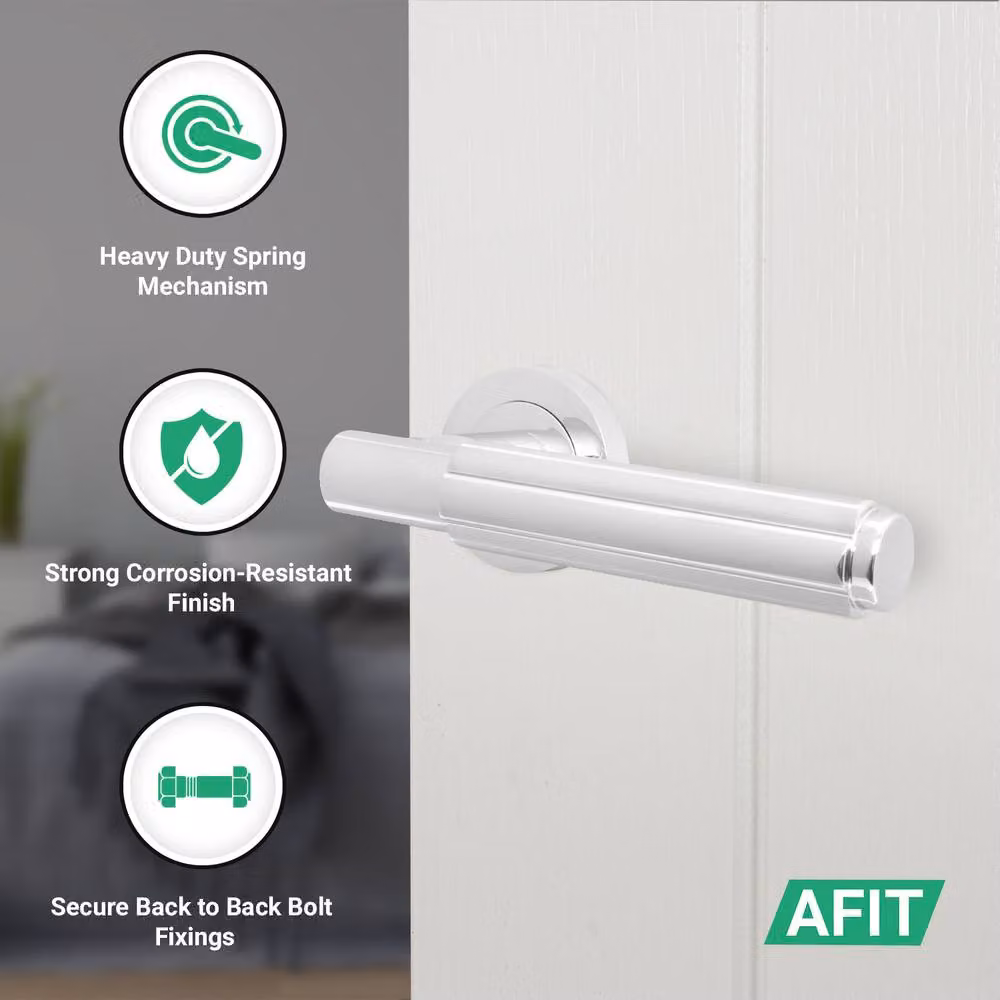 AFIT Polished Chrome Aluminium Door Handle and Latch Set in Silver – 2