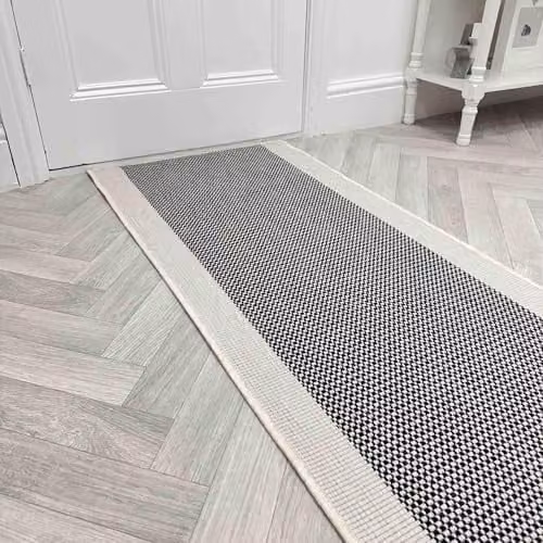 runrug Vichy Reversible Indoor/Outdoor Hallway Runner Rug, Black, W: 70 cm, L: 150 cm
