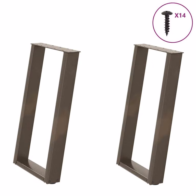 Berkfield Home Modern vidXL U-Shaped Dining Table Legs, 2 Pieces, Brown Steel