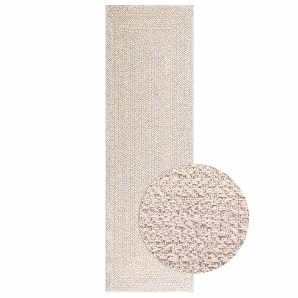 Berkfield Home ZIZUR Rug in Beige Jute Look for Indoor and Outdoor Use, W/D/H: 80 x 250 cm – 2