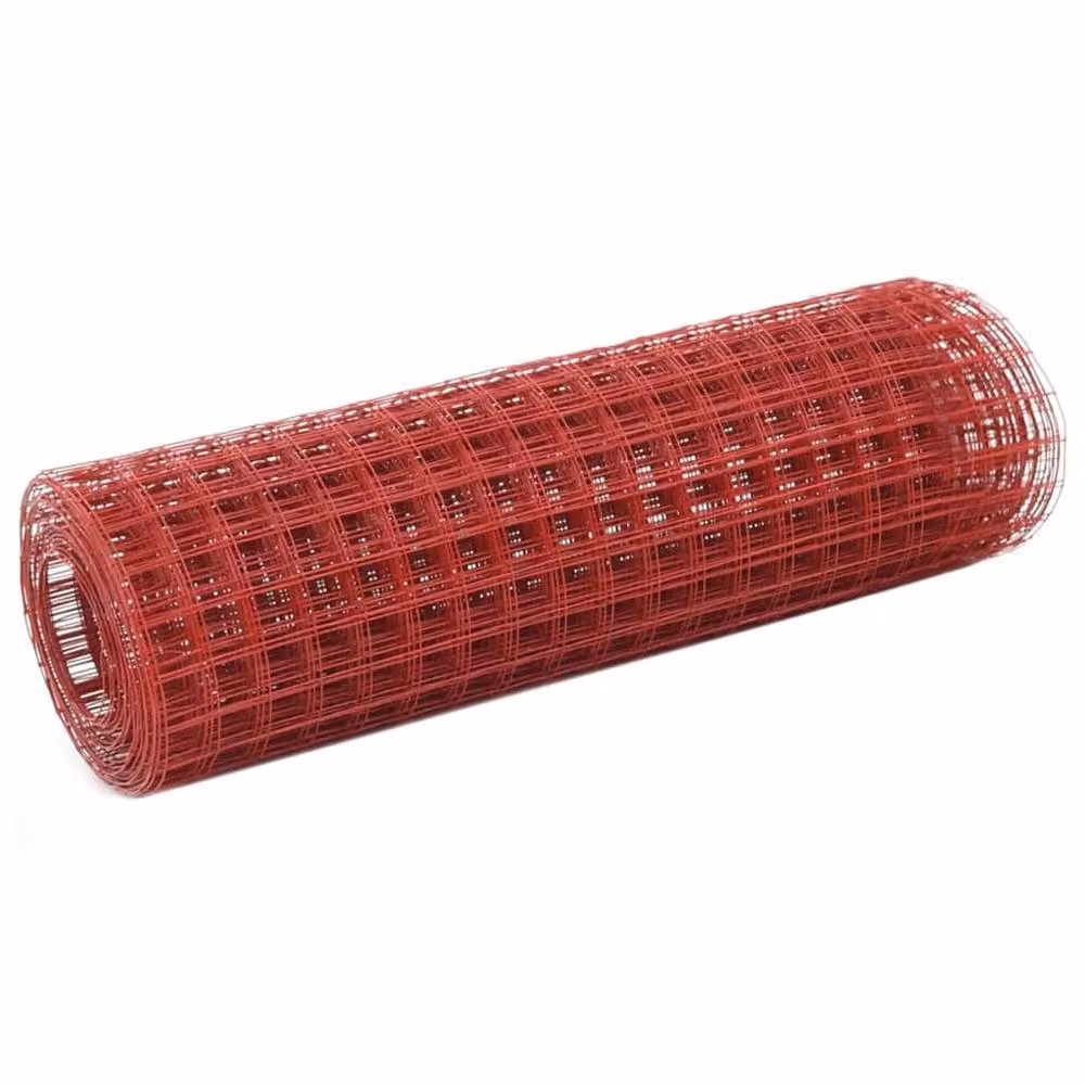Berkfield Home Red PVC Coated Steel Chicken Wire Fence, 10 x 0.5 m – 2