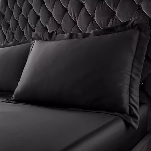 Catherine Lansfield Silky Soft Satin Oxford Pillowcase Pair, Black, W: 50 cm, H: 75 cm