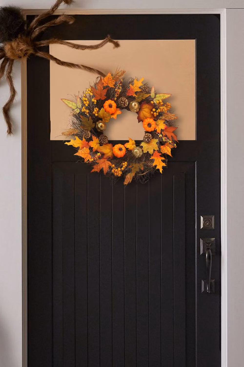 Garden Sanctuary Orange Prelit Artificial Autumn and Halloween Wreath with Seasonal Leaves – 2