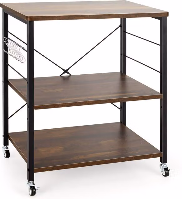 COSTWAY 3 Tier Industrial Microwave Stand Baker in Brown