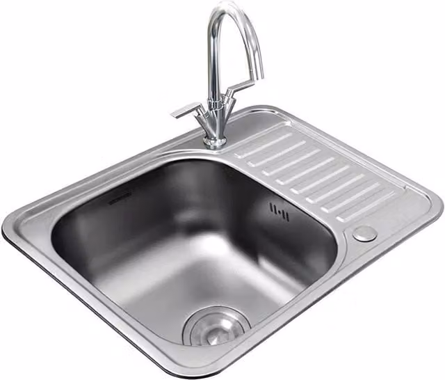 NESTLUNE Single Bowl Stainless Steel Inset Kitchen Sink, Silver, W: 100 cm, D: 52 cm – 1