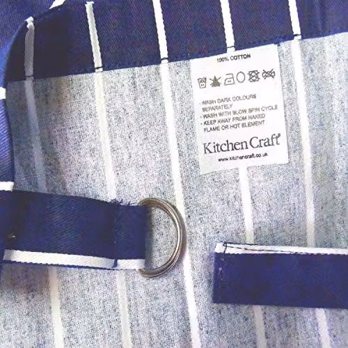 KitchenCraft Butcher's Stripe Cotton Kitchen Apron in Blue and White – 2